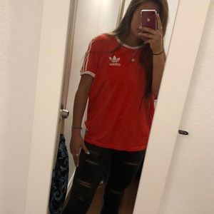 red adidas shirt